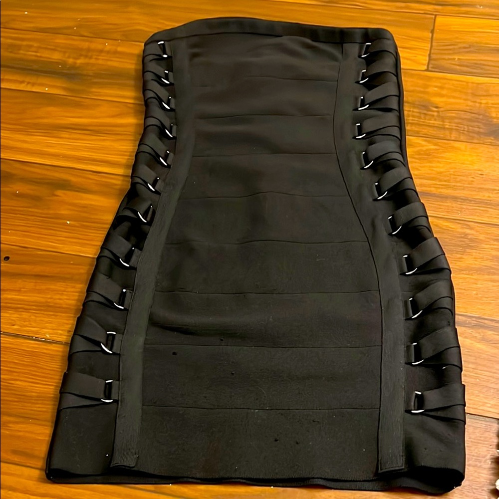 Black Bandage Dress with Side Buckles